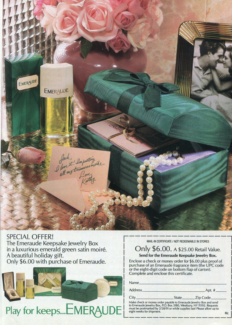 Illustration for article titled 12 Days of Christmas Presents Past: A Glam Emeraude Perfume in a Glam Keepsake Box